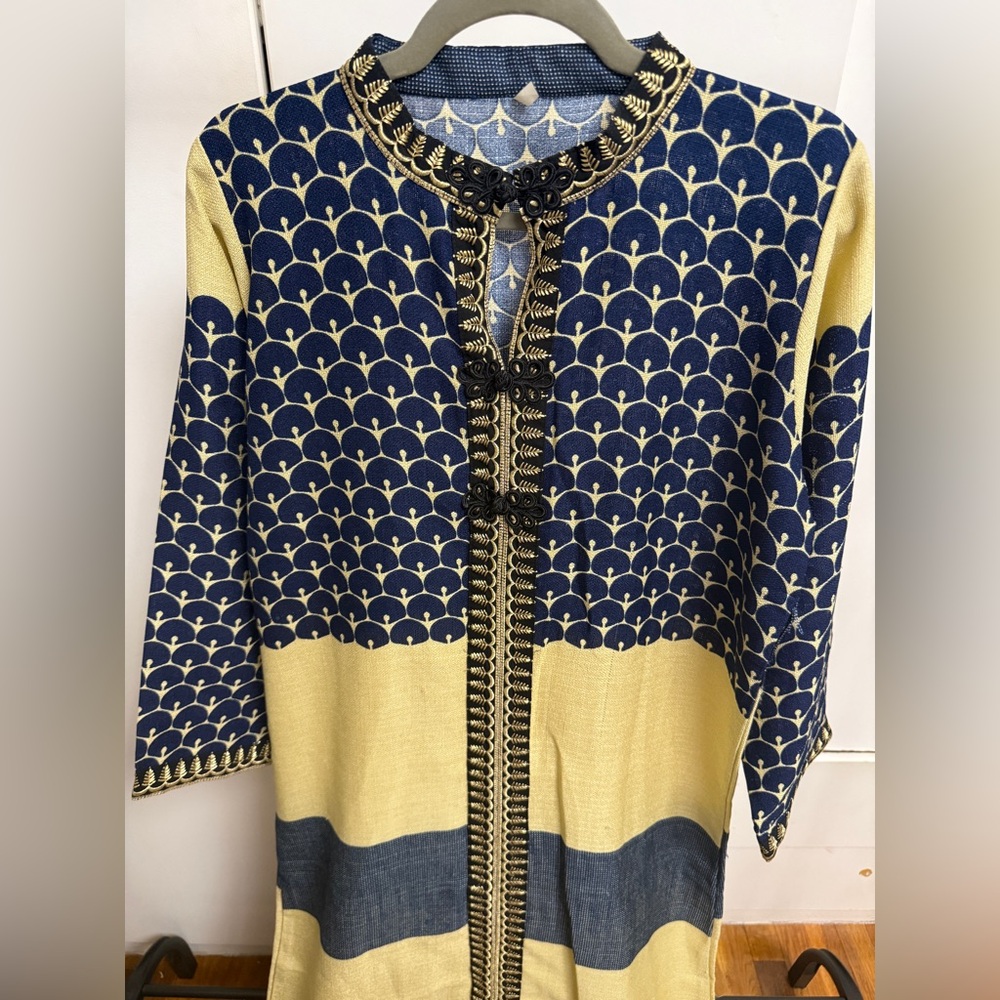 Navy & Yellow Patterned Decorative Arabian dress Size M/L - Picture 2 of 6